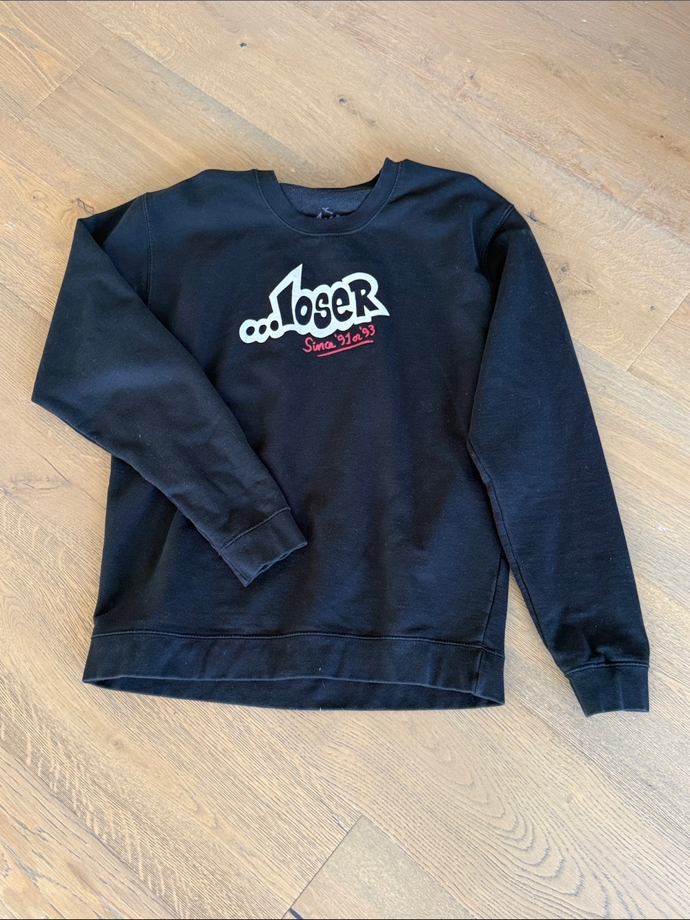 LOST Loser Black Crewneck Sweatshirt with White and Red Graphic